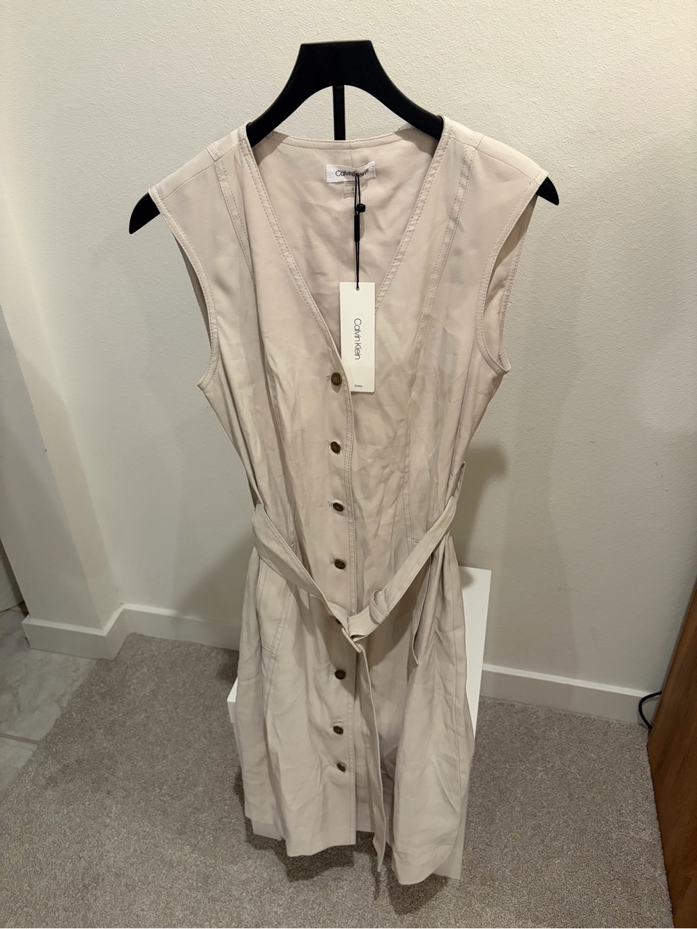 Calvin Klein Belted Button-Front Dress | Size 8